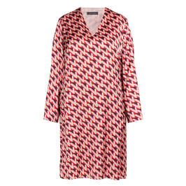Elena Miro Satin Print Dress Red  - Plus Size Collection