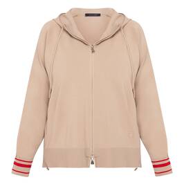 Elena Miro Zip Up Knitted Hoodie Camel - Plus Size Collection