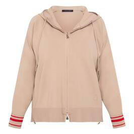 Elena Miro Zip Up Knitted Hoodie Camel - Plus Size Collection