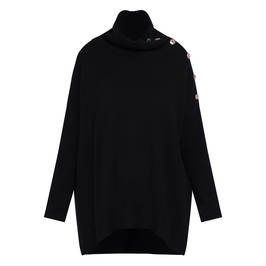 Elena Miro 100% Wool Buttoned Sweater Black  - Plus Size Collection