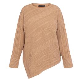 Elena Miro Cable Knit Wool Sweater Camel - Plus Size Collection