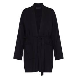 Elena Miro Belted Edge To Edge Cardigan Black  - Plus Size Collection