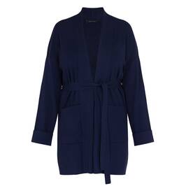 Elena Miro Belted Edge To Edge Cardigan Navy  - Plus Size Collection