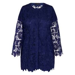 Elena Miro Long Lace Jacket Navy  - Plus Size Collection
