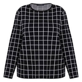 Elena Miro Sweater Grid Intarsia Black - Plus Size Collection