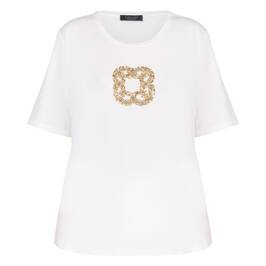 Elena Miro Sequin Logo T-Shirt White - Plus Size Collection