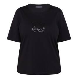 Elena Miro Monogram Sequin T-Shirt Black - Plus Size Collection