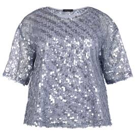 Elena Miro Sequin Top Steel  - Plus Size Collection
