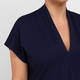 Elena Miro Jersey Stand-Collar Top Navy 