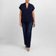 Elena Miro Jersey Stand-Collar Top Navy 