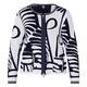 Faber Abstract Intarsia Zip Cardigan Navy and White 