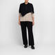 Faber Intarsia Knit Funnel Neck Sweater Beige and Black