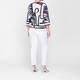 Faber Abstract Intarsia Sweater Navy and White 