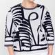Faber Abstract Intarsia Sweater Navy and White 