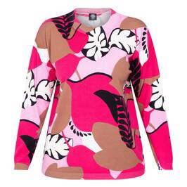 Faber Abstract Print Sweater Fuchsia - Plus Size Collection