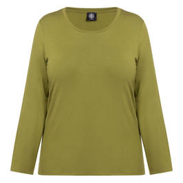 Faber Stretch Jersey Top Olive  - Plus Size Collection