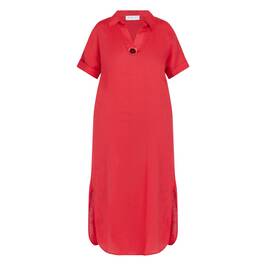 Gaia Life Short Sleeve Red Linen Dress  - Plus Size Collection