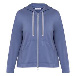 Gaia Life Soft-Feel Scuba Hooded Jacket Denim Blue  - Plus Size Collection