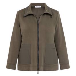 Gaia Life Soft-Feel Jersey Jacket Khaki  - Plus Size Collection