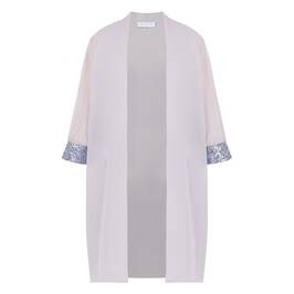 Gaia Life Pearl Grey Long Duster Jacket With Sequin Cuff - Plus Size Collection
