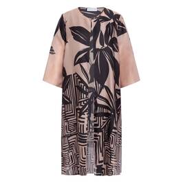 Gaia Life Long Printed Jacket Camel  - Plus Size Collection