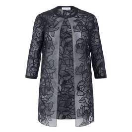 Gaia Life Floral Embroidered Duster Jacket Black - Plus Size Collection