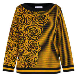 Gaia Life Intarsia Sweater Black and Ochre  - Plus Size Collection