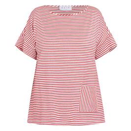 Gaia Life Lurex Stripe Jersey Top Red  - Plus Size Collection