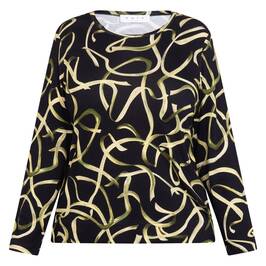 Gaia Life Ribbon Print Jersey Top Yellow Green - Plus Size Collection