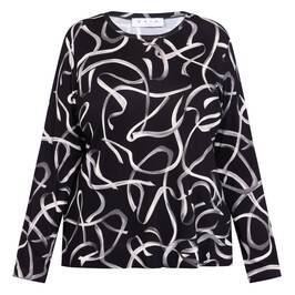 Gaia Life Ribbon Print Jersey Top Grey  - Plus Size Collection
