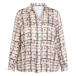 Gaia Life Satin Tunic Ink Print Beige - Plus Size Collection