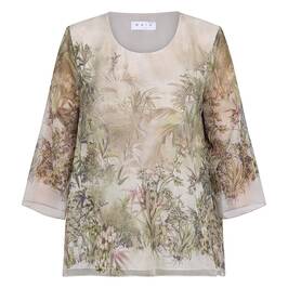 Gaia Life Tropical Print Georgette Tunic Green - Plus Size Collection