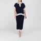 Joseph Ribkoff Contrast Trim Knitted Polo Top Navy