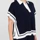 Joseph Ribkoff Contrast Trim Knitted Polo Top Navy