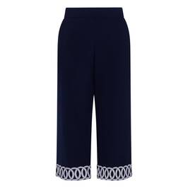 Joseph Ribkoff Embroidered Hem Trousers Navy  - Plus Size Collection
