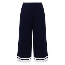 Joseph Ribkoff Knitted Contrast Trim Trousers Navy - Plus Size Collection