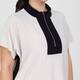 Joseph Ribkoff Satin Jersey Half-Zip Top Beige and Black