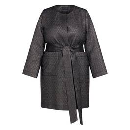 Karvinen Metallic Long Jacquard Jacket Charcoal - Plus Size Collection