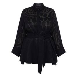 Karvinen Sheer Devoré Shirt Black  - Plus Size Collection