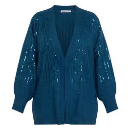 Luisa Viola Sequin Embellished Cardigan Teal  - Plus Size Collection