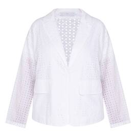 Luisa Viola Broderie Anglaise Cotton Jacket White - Plus Size Collection