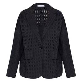 Luisa Viola Broderie Anglaise Cotton Jacket Black - Plus Size Collection