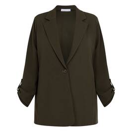 Luisa Viola Crepe Jersey Jacket Khaki - Plus Size Collection