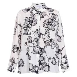 Luisa Viola Floral Print Shirt Black and White  - Plus Size Collection