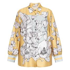 Luisa Viola Satin Shirt Print Yellow - Plus Size Collection