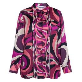 Luisa Viola Geometric Print Shirt Fuchsia  - Plus Size Collection