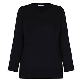 Luisa Viola V-neck Sweater Black  - Plus Size Collection