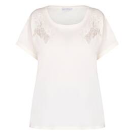 Luisa Viola Embroidered T-Shirt Off-White  - Plus Size Collection