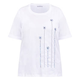 Luisa Viola Beaded Flower Cotton T-Shirt  - Plus Size Collection