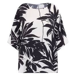 Luisa Viola Leaf Print Tunic Black and White  - Plus Size Collection